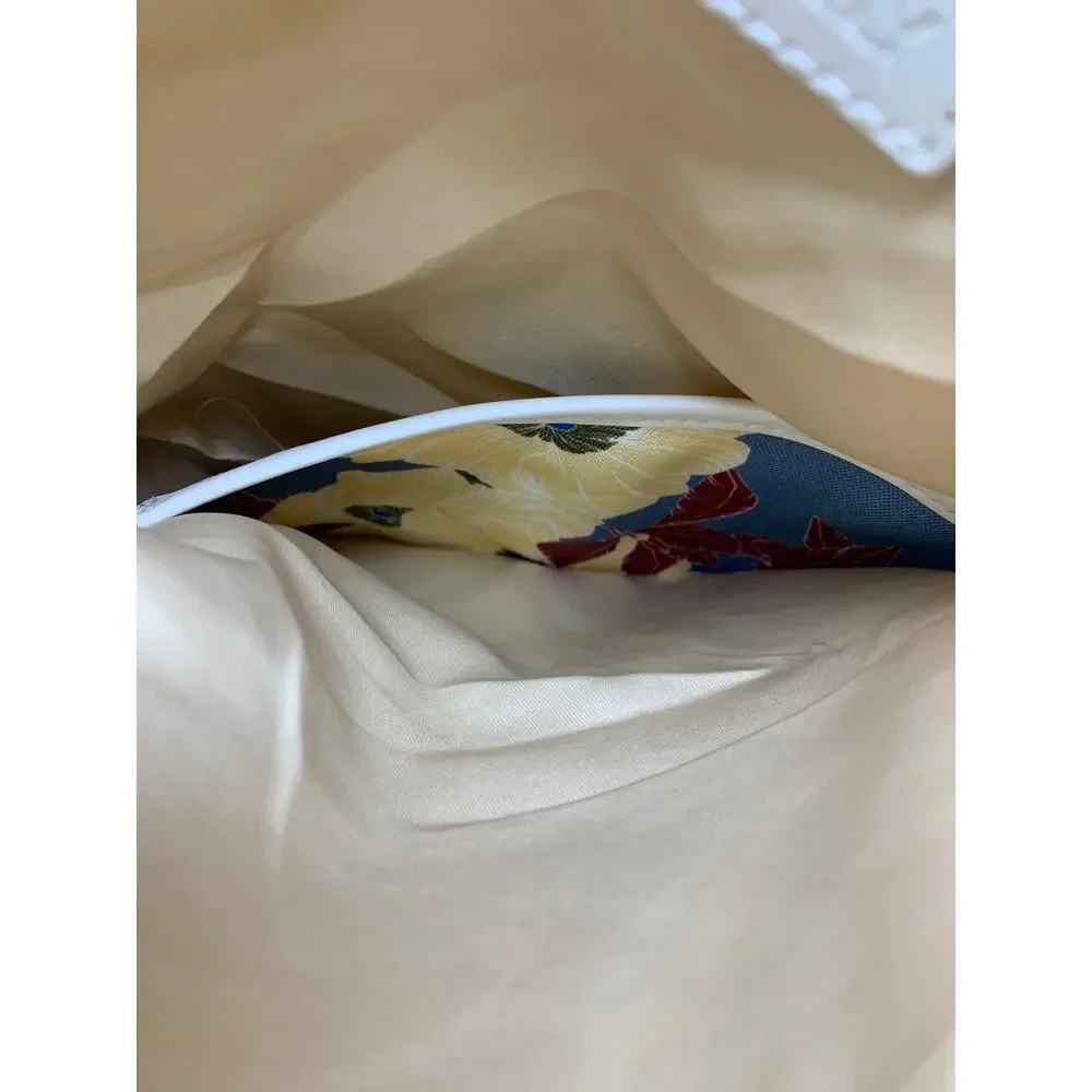 Rachel Pally Reversible Clutch Bag Pouch Blue Floral Flowers Yellow Zipper White